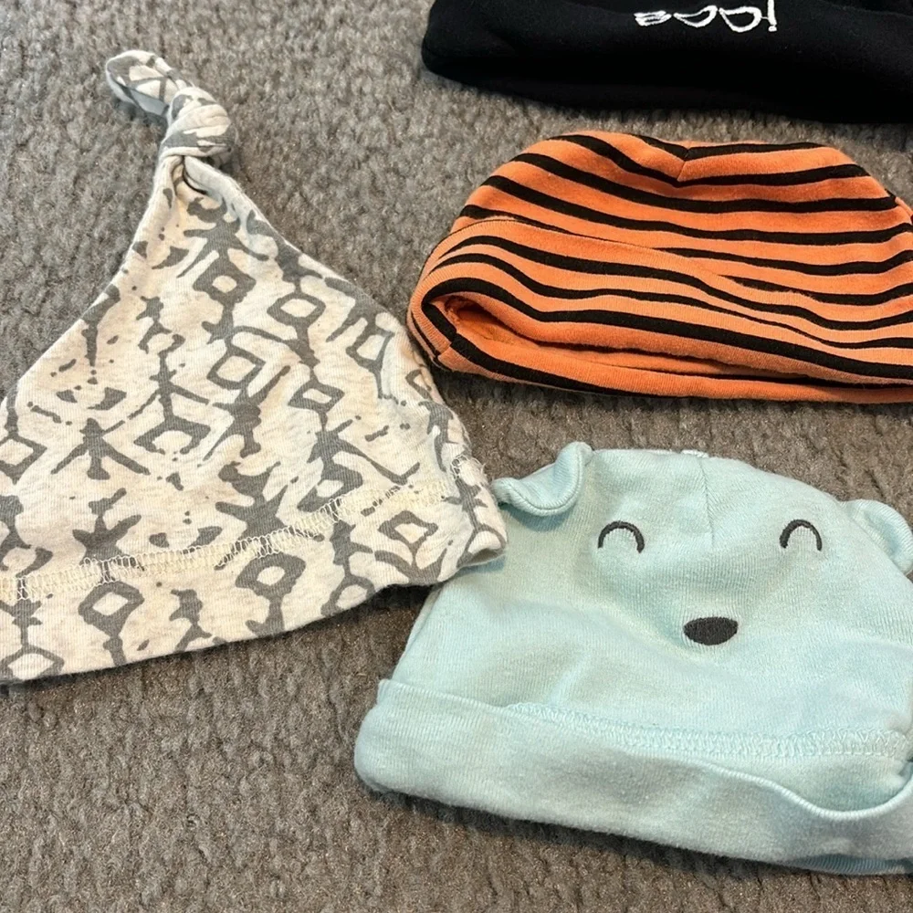 Set of 9 baby hats- first Thanksgiving, Boo Halloween hat and more!